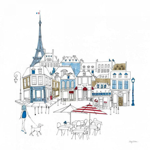 World Cafe II Paris Color White Modern Wood Framed Art Print by Tillmon, Avery