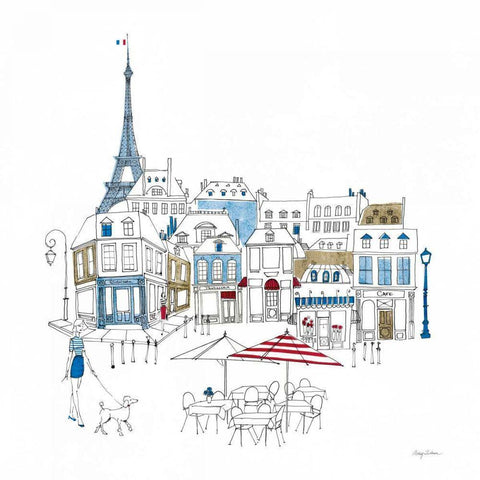 World Cafe II Paris Color White Modern Wood Framed Art Print with Double Matting by Tillmon, Avery