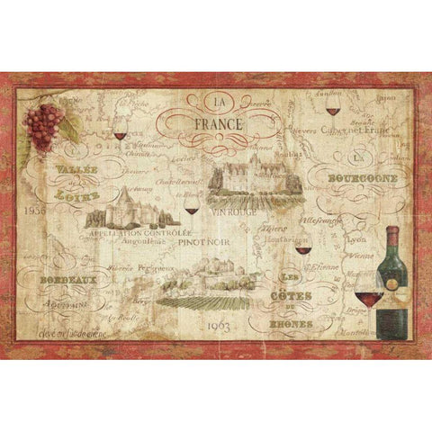 Wine Map Black Modern Wood Framed Art Print with Double Matting by Brissonnet, Daphne