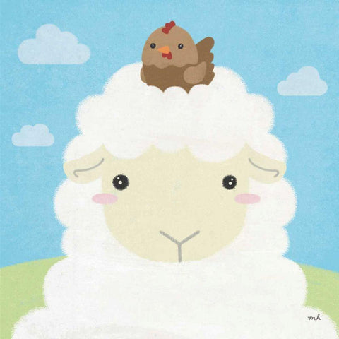 Barn Buddies III White Modern Wood Framed Art Print with Double Matting by Hershey, Moira