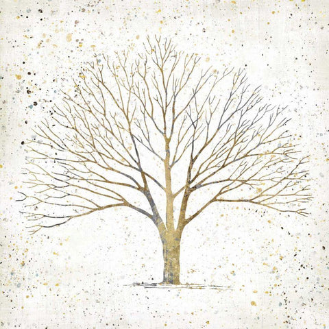 Solitary Tree Gold Black Modern Wood Framed Art Print with Double Matting by Tillmon, Avery