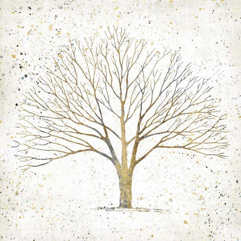 Solitary Tree Gold White Modern Wood Framed Art Print by Tillmon, Avery