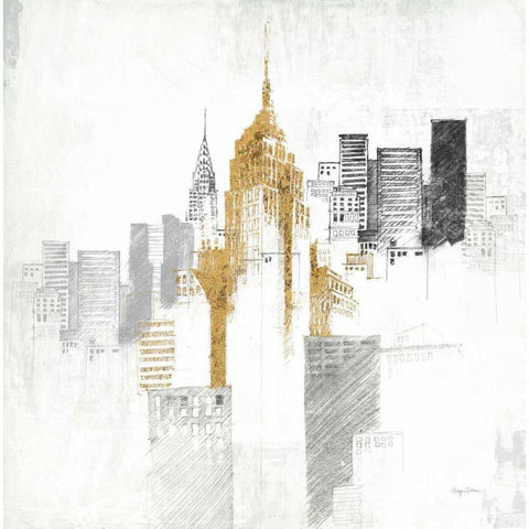 Empire State Building No Words Gold Ornate Wood Framed Art Print with Double Matting by Tillmon, Avery