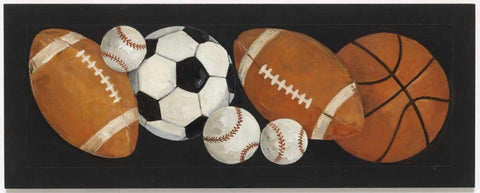 Sports Ball Border II Black White Modern Wood Framed Art Print with Double Matting by Tillmon, Avery