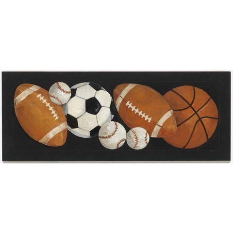 Sports Ball Border II Black White Modern Wood Framed Art Print by Tillmon, Avery