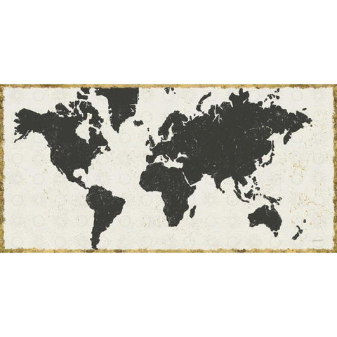 Kami Map No Patterns Gold Ornate Wood Framed Art Print with Double Matting by Lovell, Kathrine