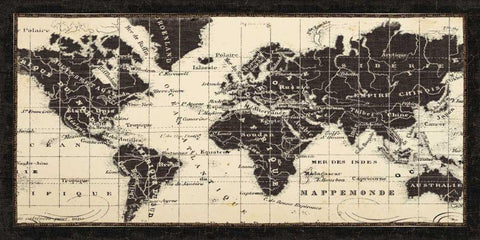 Old World Map Parchment Black Ornate Wood Framed Art Print with Double Matting by Pela Studio