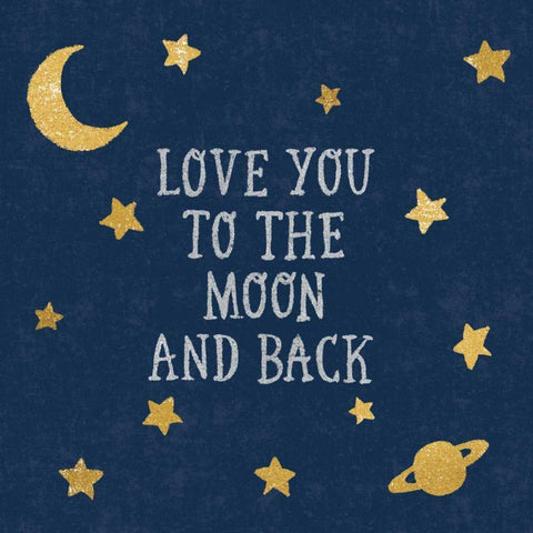 Love You To The Moon and Back Black Ornate Wood Framed Art Print with Double Matting by Hershey, Moira