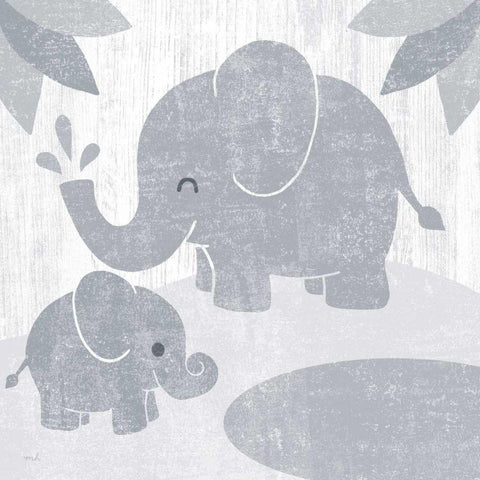 Safari Fun Elephant Gray no Border White Modern Wood Framed Art Print with Double Matting by Hershey, Moira