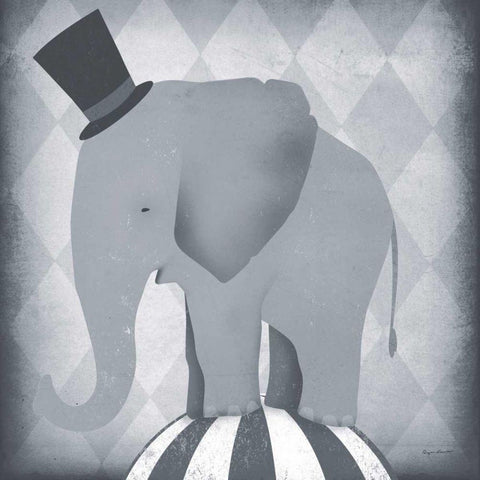 Circus Elephant Gray Gold Ornate Wood Framed Art Print with Double Matting by Fowler, Ryan