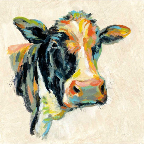 Expressionistic Cow I Gold Ornate Wood Framed Art Print with Double Matting by Vassileva, Silvia