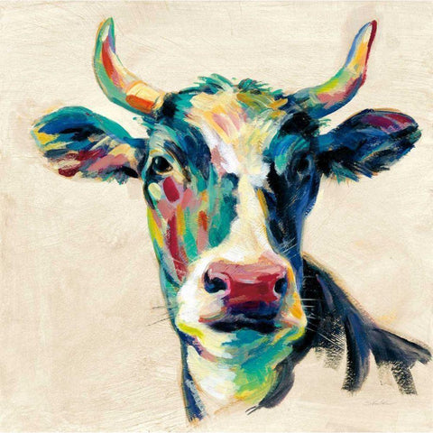 Expressionistic Cow II Gold Ornate Wood Framed Art Print with Double Matting by Vassileva, Silvia