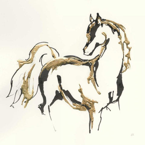 Golden Horse VIII White Modern Wood Framed Art Print by Paschke, Chris