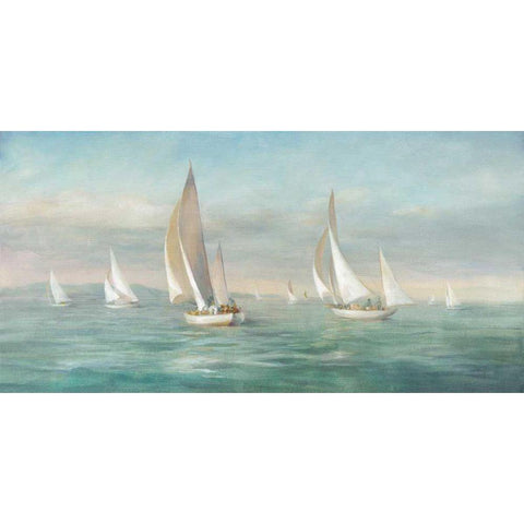 Weekend Sail Black Modern Wood Framed Art Print with Double Matting by Nai, Danhui