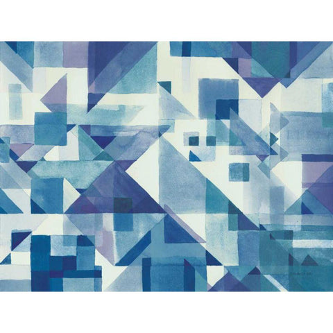 Try Angles I Blue Black Modern Wood Framed Art Print with Double Matting by Nai, Danhui