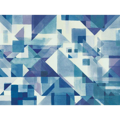 Try Angles I Blue White Modern Wood Framed Art Print by Nai, Danhui