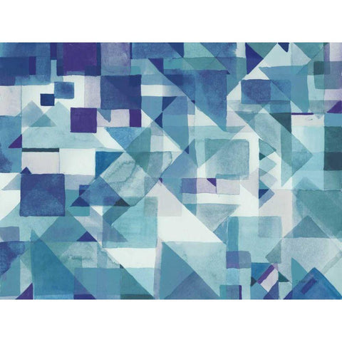 Try Angles II Blue Black Modern Wood Framed Art Print with Double Matting by Nai, Danhui