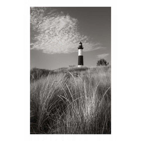 Big Sable Point Lighthouse I BW White Modern Wood Framed Art Print by Majchrowicz, Alan