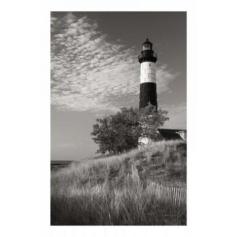 Big Sable Point Lighthouse II BW Gold Ornate Wood Framed Art Print with Double Matting by Majchrowicz, Alan