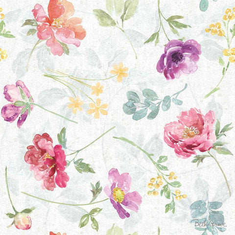 Springtime Bloom Pattern I White Modern Wood Framed Art Print with Double Matting by Grove, Beth