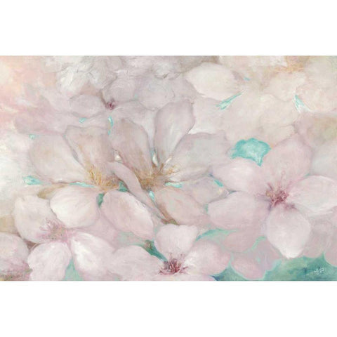 Apple Blossoms Teal Gold Ornate Wood Framed Art Print with Double Matting by Purinton, Julia