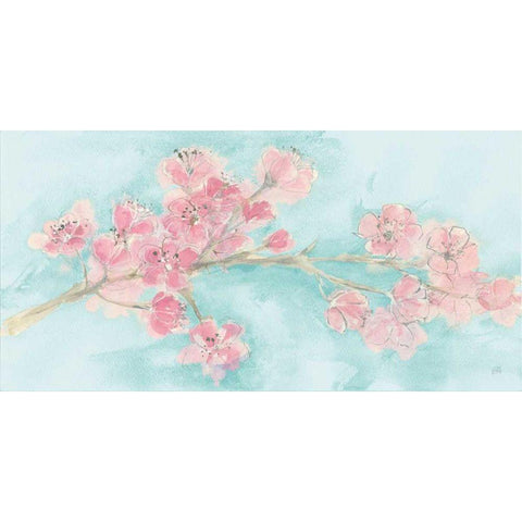 Cherry Blossom I Teal White Modern Wood Framed Art Print by Paschke, Chris