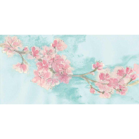 Cherry Blossom II Teal White Modern Wood Framed Art Print by Paschke, Chris