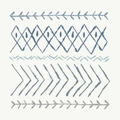 Nordic Vibes II Blue White Modern Wood Framed Art Print with Double Matting by Hershey, Moira