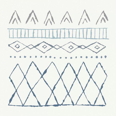 Nordic Vibes III Blue White Modern Wood Framed Art Print with Double Matting by Hershey, Moira