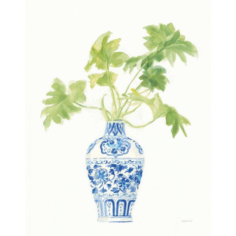 Palm Chinoiserie White III White Modern Wood Framed Art Print by Nai, Danhui