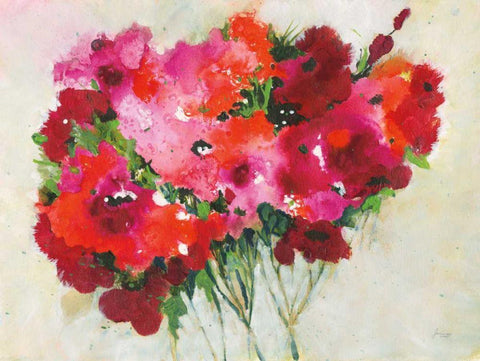 Poppy Garden White Modern Wood Framed Art Print with Double Matting by Griggs, Jan