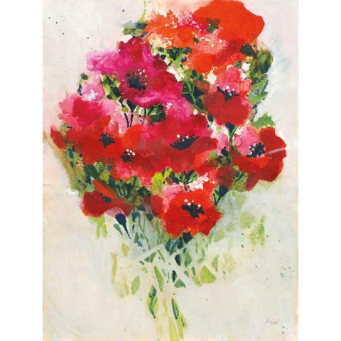 Poppy Bouquet Black Modern Wood Framed Art Print with Double Matting by Griggs, Jan