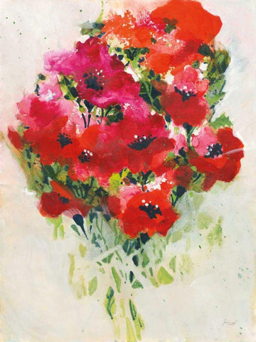 Poppy Bouquet White Modern Wood Framed Art Print with Double Matting by Griggs, Jan