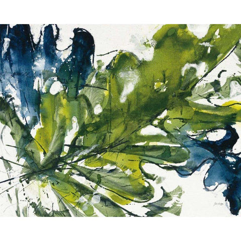 Green and Blue Black Modern Wood Framed Art Print with Double Matting by Griggs, Jan
