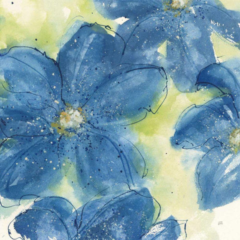 Starlight Clematis II White Modern Wood Framed Art Print with Double Matting by Paschke, Chris