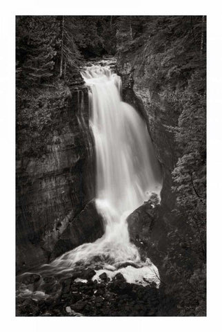 Miners Falls Michigan BW White Modern Wood Framed Art Print with Double Matting by Majchrowicz, Alan
