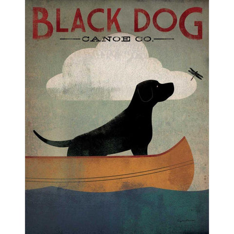 Black Dog Canoe Gold Ornate Wood Framed Art Print with Double Matting by Fowler, Ryan