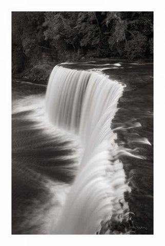 Tahquamenon Falls Michigan II BW White Modern Wood Framed Art Print with Double Matting by Majchrowicz, Alan