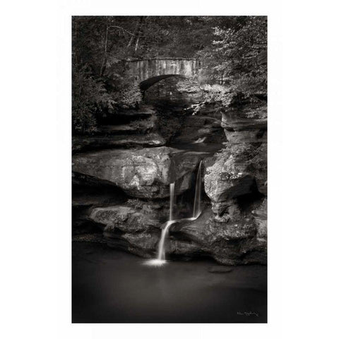 Upper Falls Old Mans Cave BW Black Modern Wood Framed Art Print by Majchrowicz, Alan