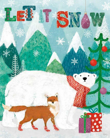 Festive Forest II White Modern Wood Framed Art Print with Double Matting by Charron, Veronique