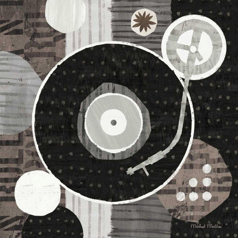 Rock N Roll Album Neutral Black Ornate Wood Framed Art Print with Double Matting by Mullan, Michael