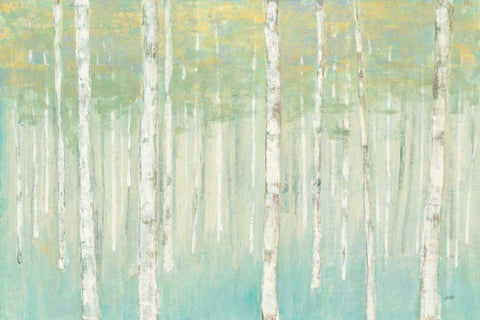 Birches at Sunrise White Modern Wood Framed Art Print with Double Matting by Purinton, Julia