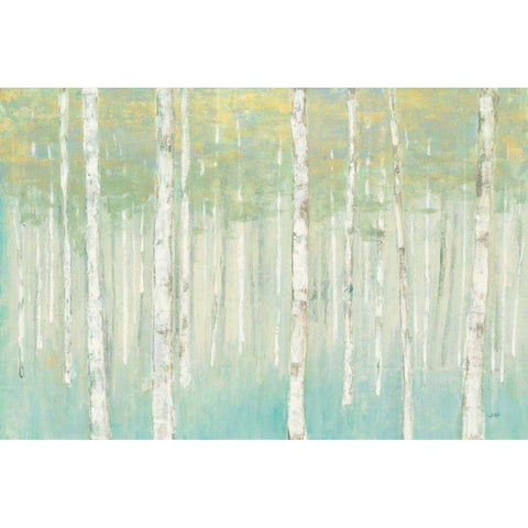 Birches at Sunrise Black Modern Wood Framed Art Print with Double Matting by Purinton, Julia
