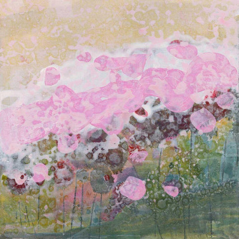 Pink Puffs Black Modern Wood Framed Art Print by Griggs, Jan