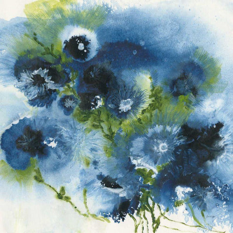 Blue Explosion Black Modern Wood Framed Art Print by Griggs, Jan