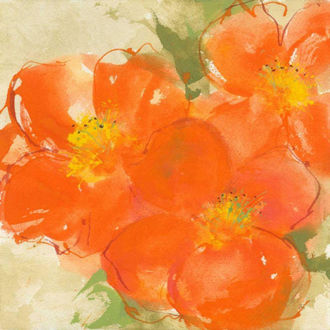 Tangerine Poppies II Gold Ornate Wood Framed Art Print with Double Matting by Paschke, Chris