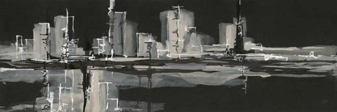 Urban Gray White Modern Wood Framed Art Print with Double Matting by Paschke, Chris