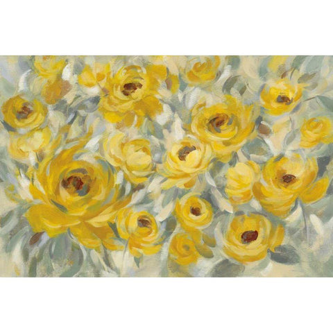 Yellow Roses Black Modern Wood Framed Art Print with Double Matting by Vassileva, Silvia