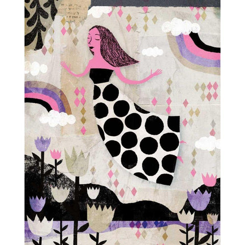 Lucy in the Sky Pink Purple Black Modern Wood Framed Art Print with Double Matting by Mullan, Michael