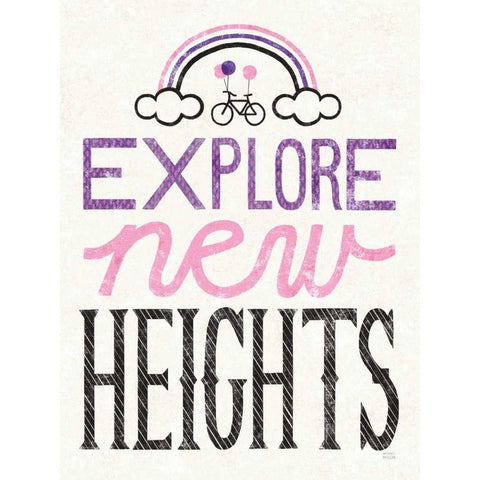 Explore New Heights Pink Purple White Modern Wood Framed Art Print by Mullan, Michael